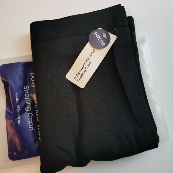 Empetua Daily Flaunt Mid Waist Shaping Capri Size XL Black NEW With Tags NWT - Picture 4 of 6